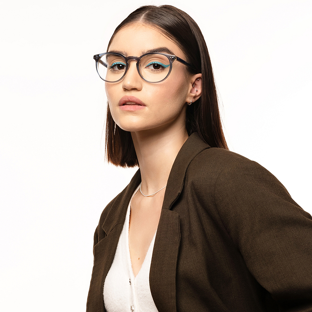 John Jacobs Gray Transparent Full Rim Round right side