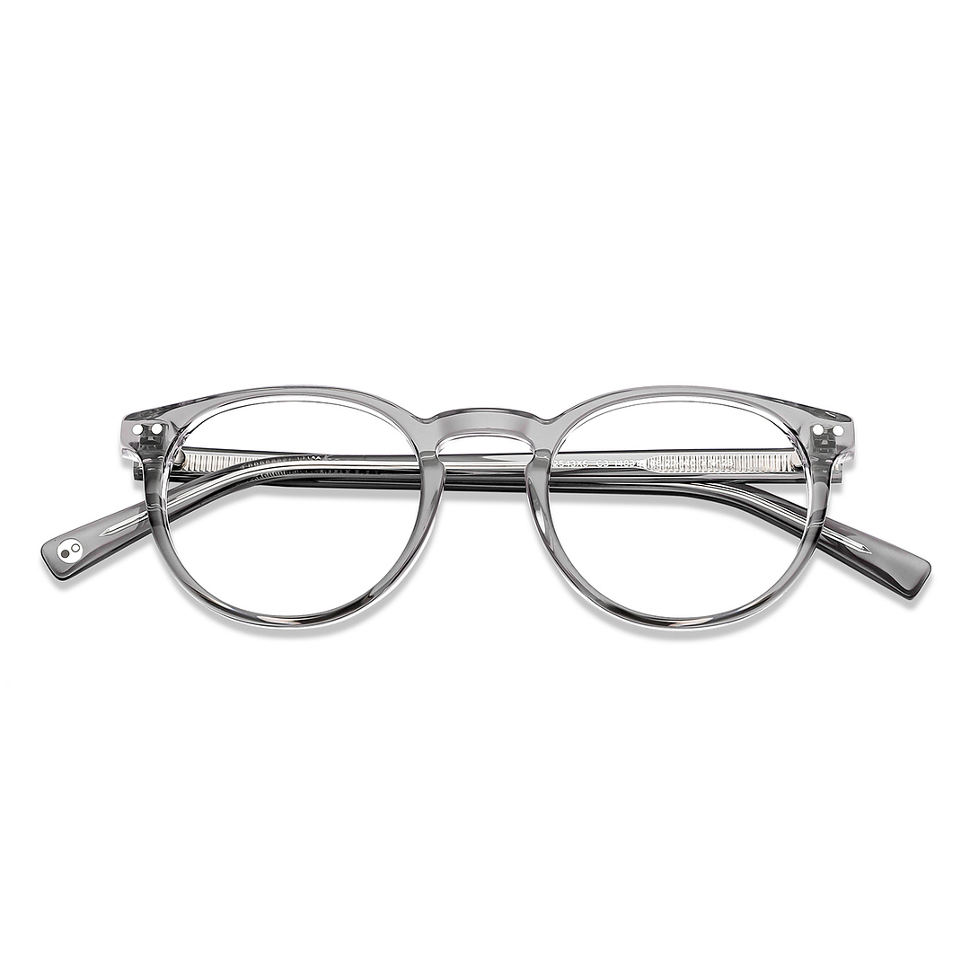 John Jacobs Online Gray Transparent Full Rim Round right side