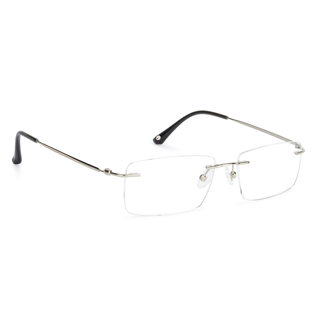 John Jacobs Online Silver Rimless Rectangle left side