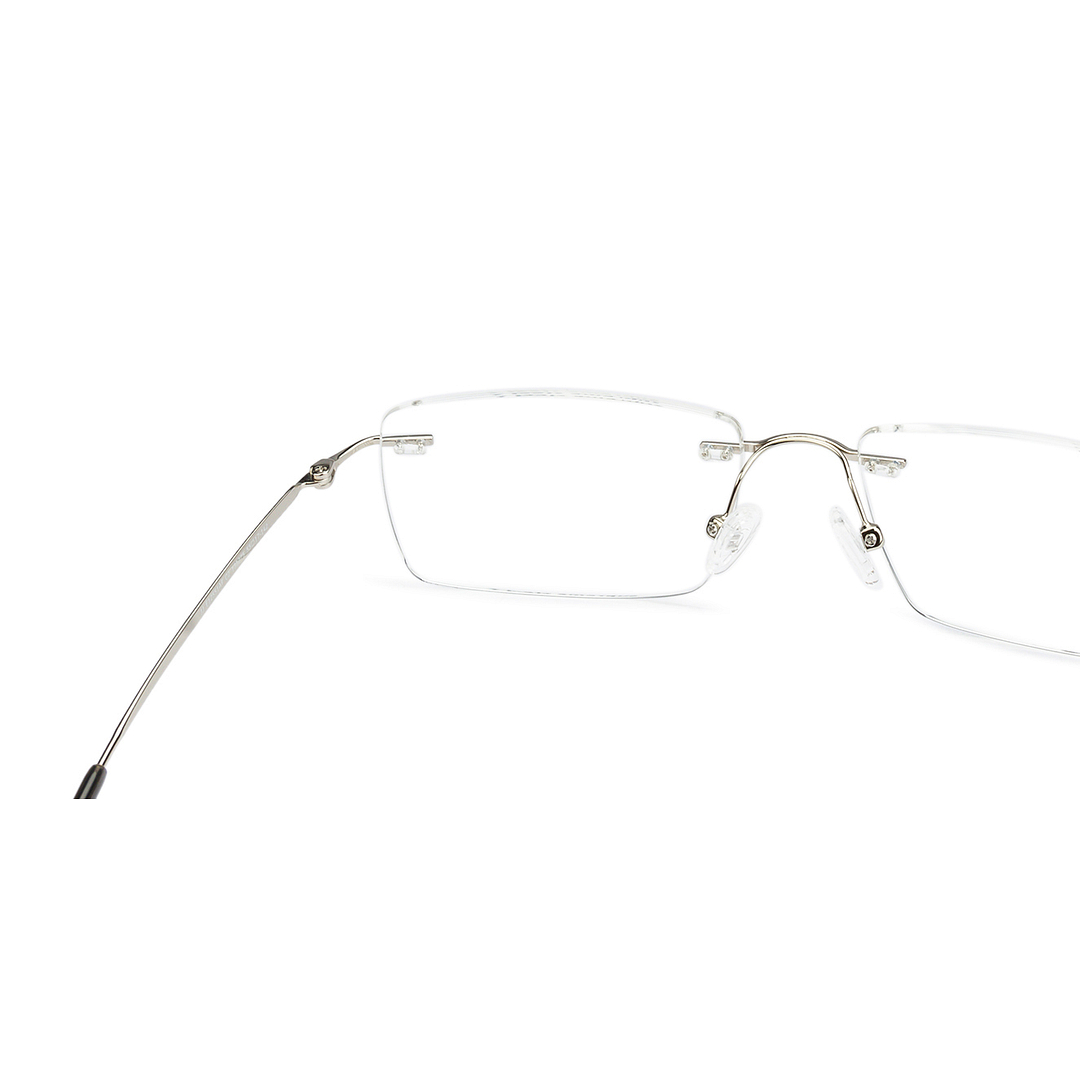 John Jacobs Online Silver Rimless Rectangle left side