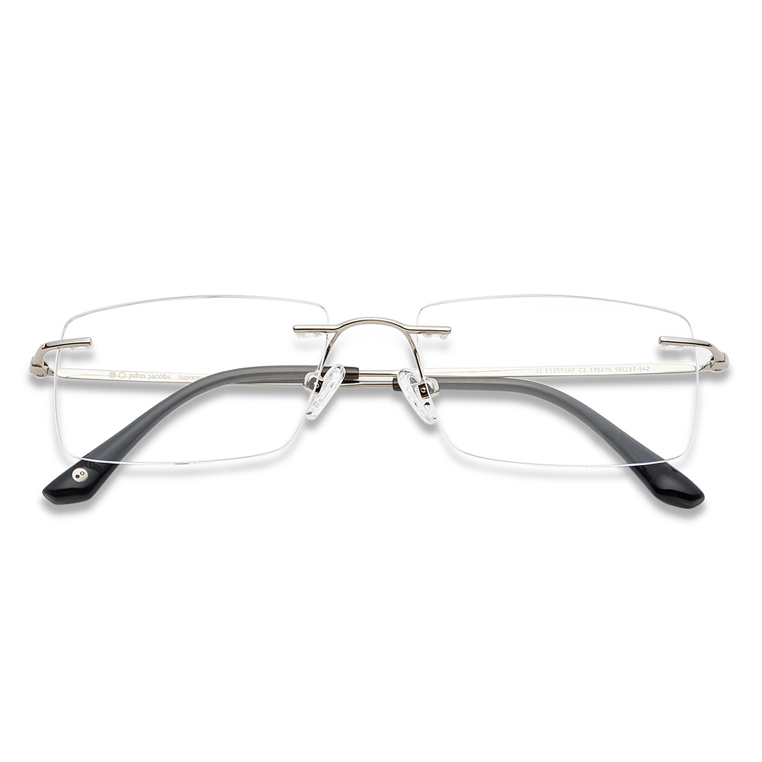 John Jacobs Online Silver Rimless Rectangle right side