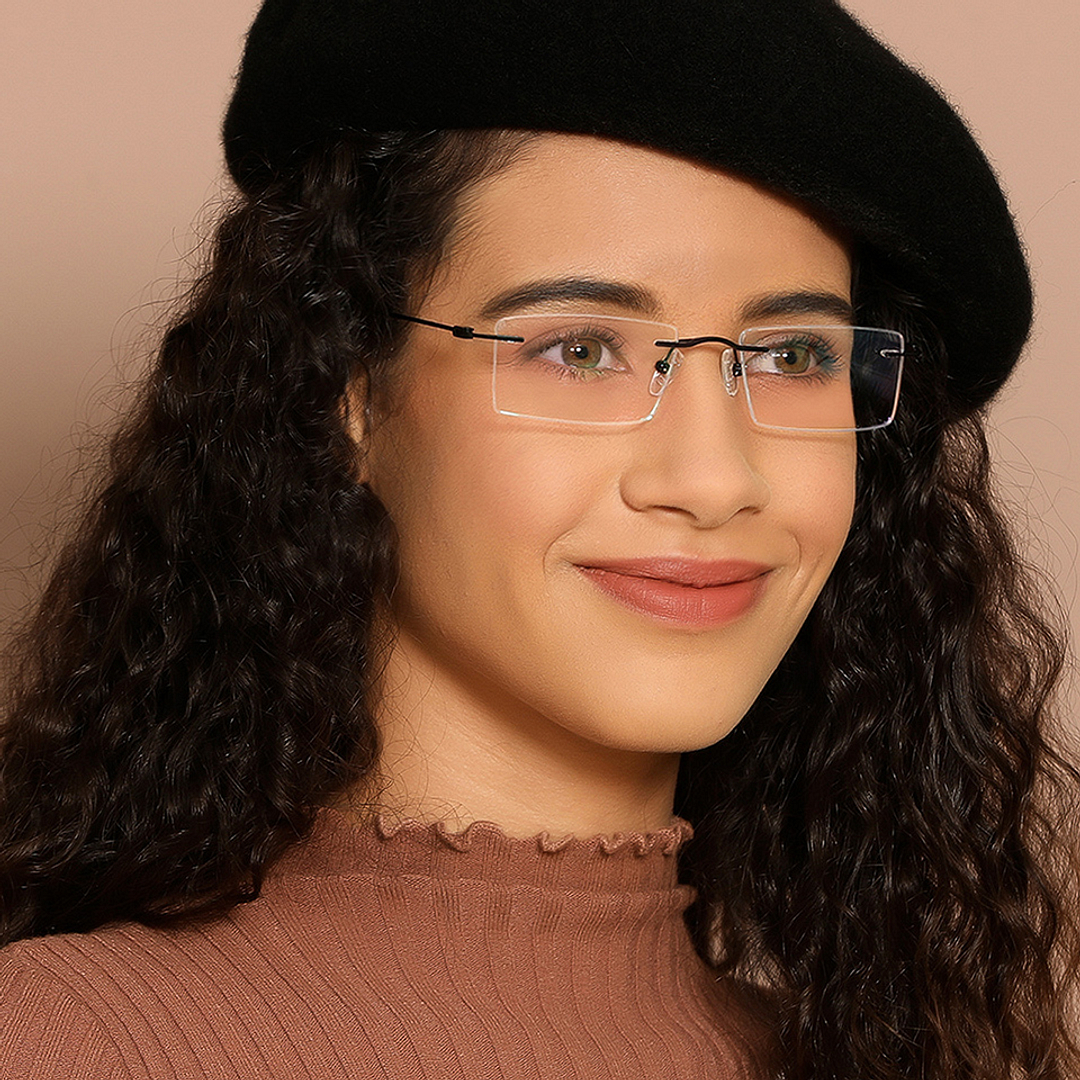 John Jacobs Black Rimless Rectangle left side