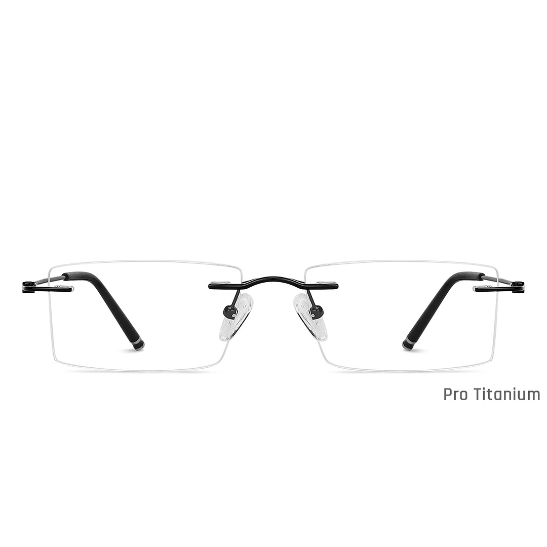 John Jacobs Black Rimless Rectangle left side