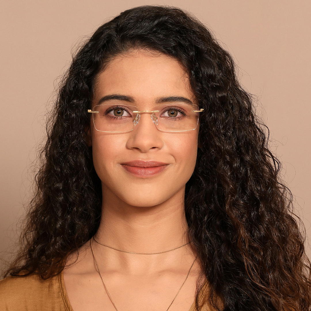 John Jacobs Gold Rimless Rectangle left side