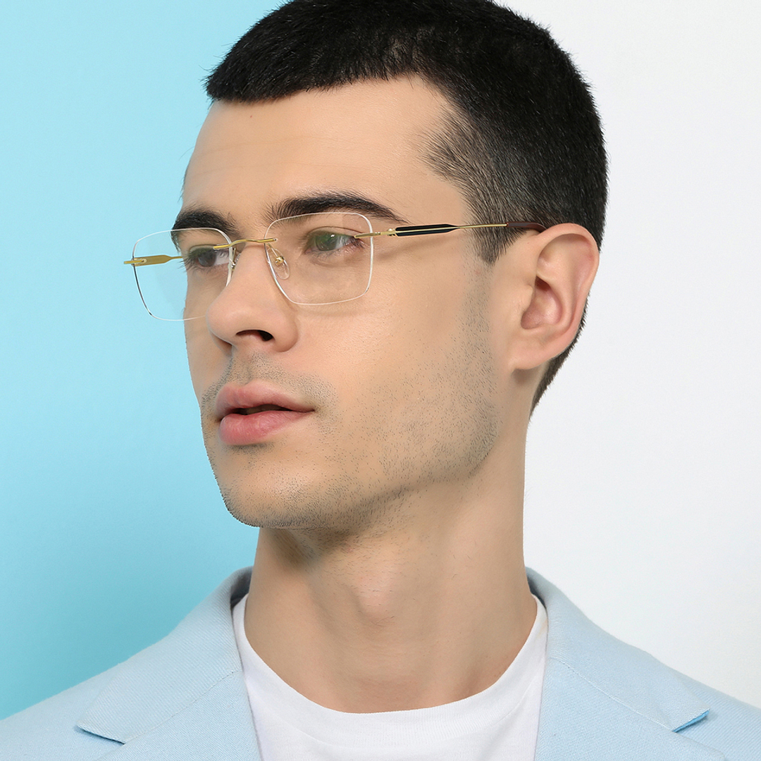 John Jacobs Gold Rimless Square right side