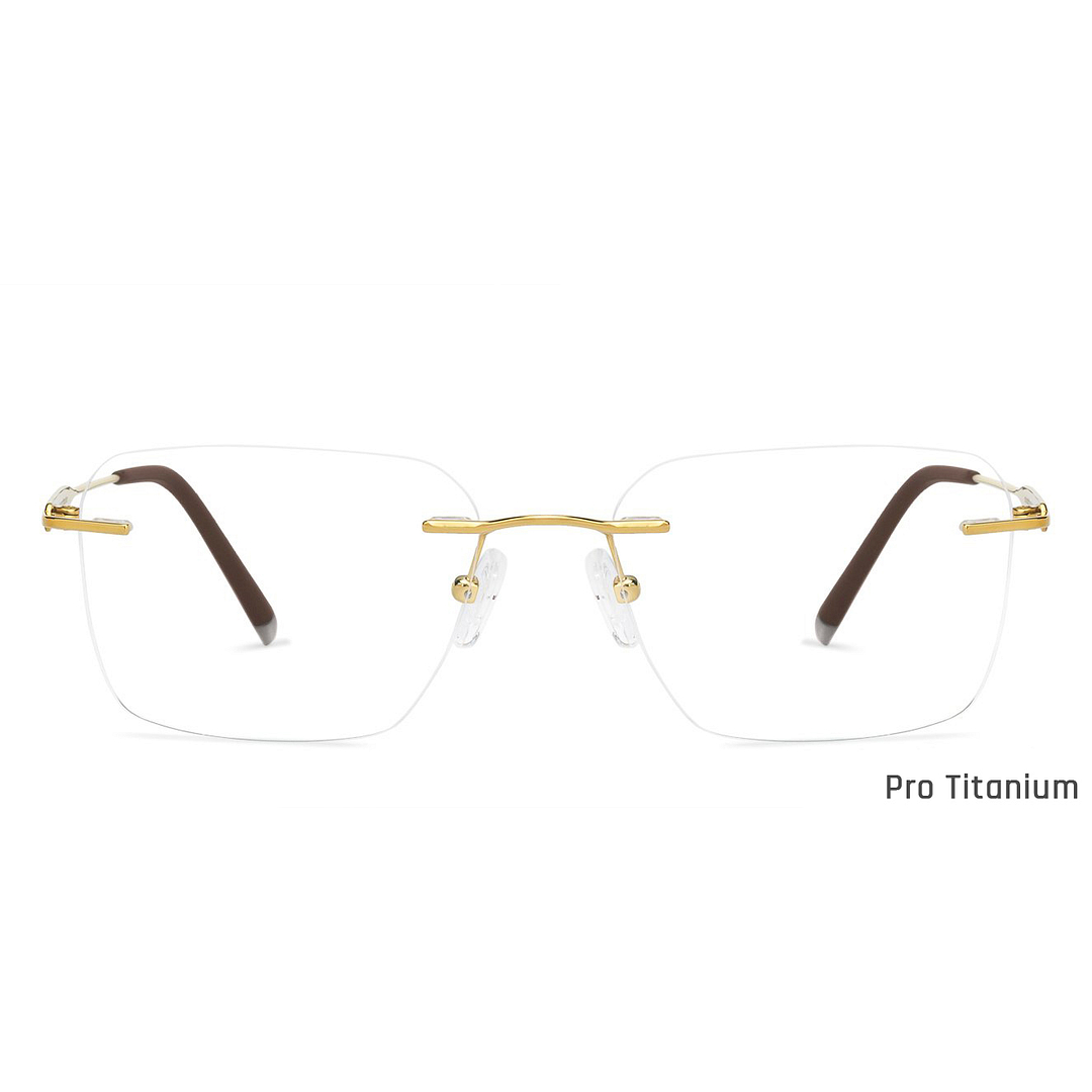 John Jacobs Gold Rimless Square right side