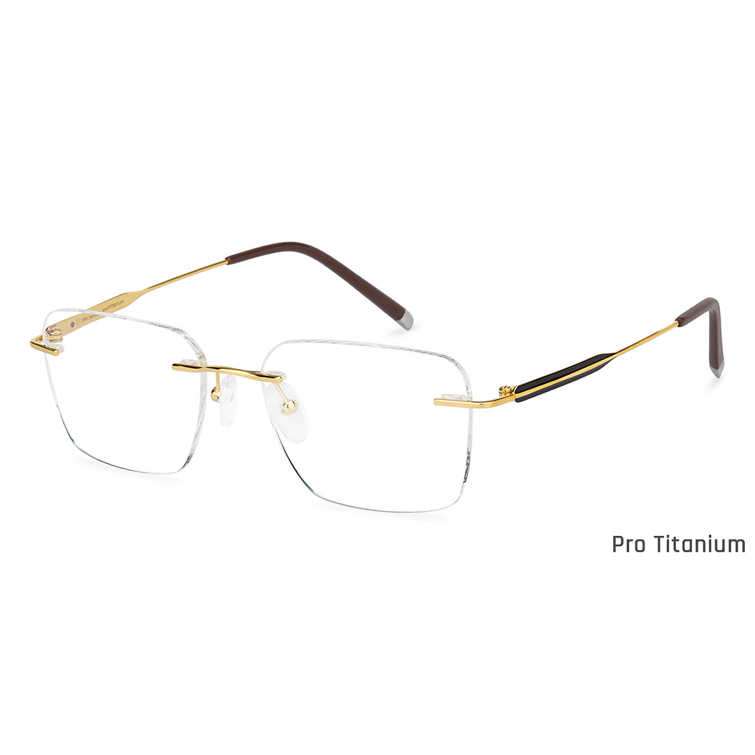 John Jacobs Gold Rimless Square left side