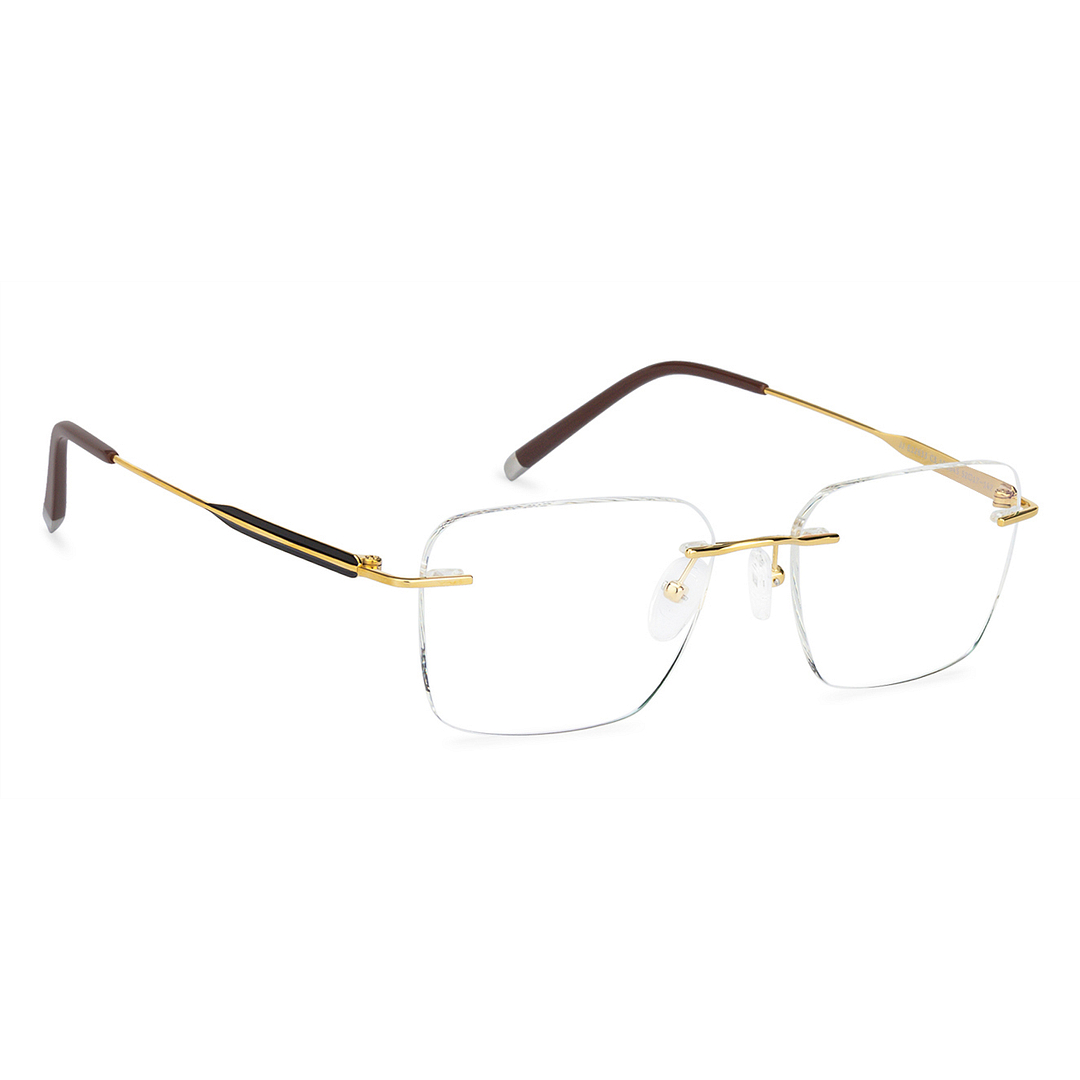 John Jacobs Gold Rimless Square left side