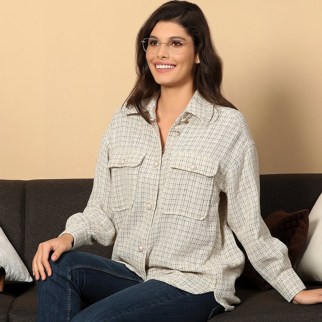 John Jacobs Gold Rimless Square right side