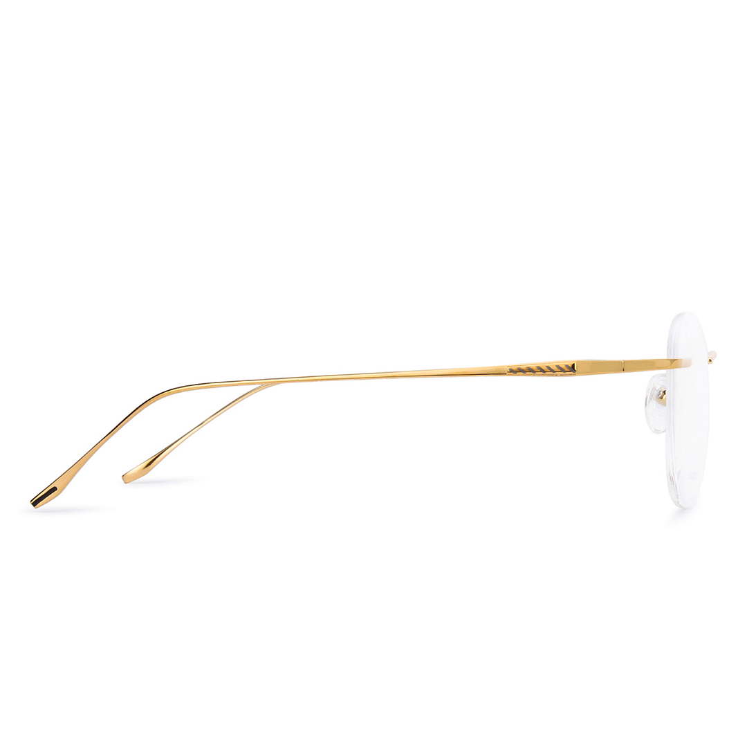 John Jacobs Gold Rimless Square left side