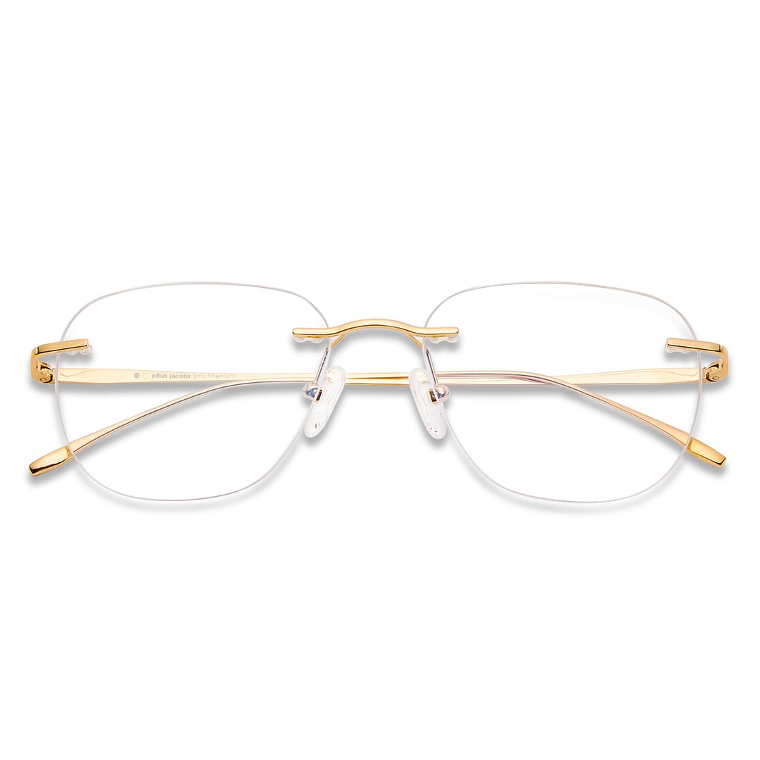 John Jacobs Gold Rimless Square left side