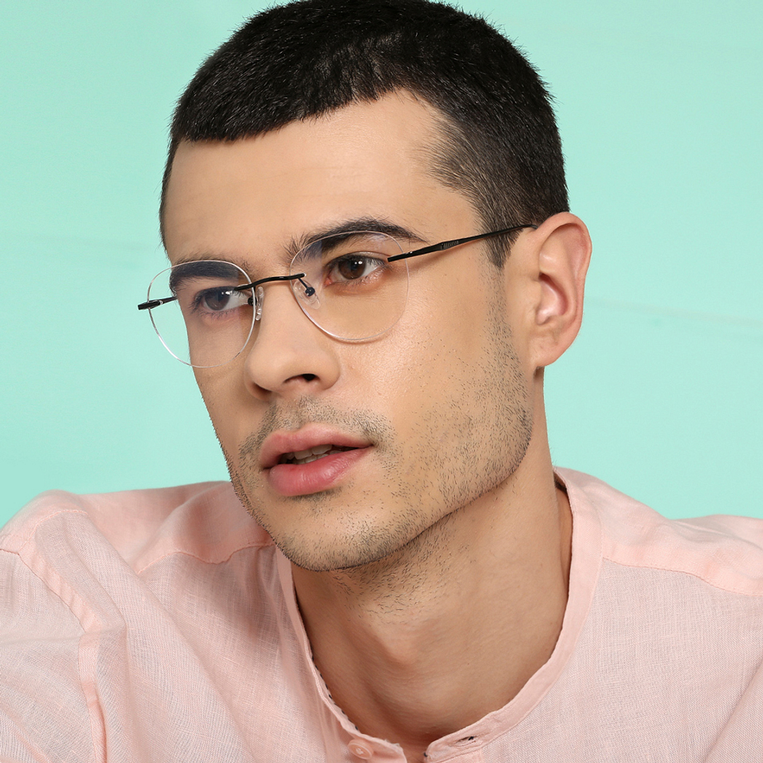 John Jacobs Online Black Rimless Aviator left side