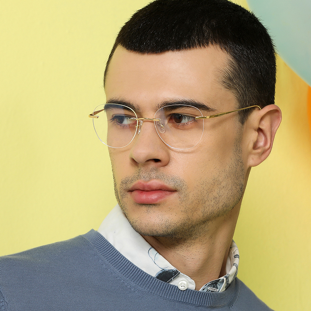 John Jacobs Online Rose Gold Rimless Aviator right side