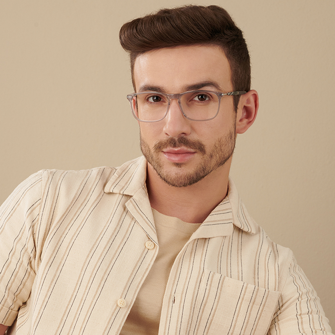 John Jacobs Brown Transparent Full Rim Square left side