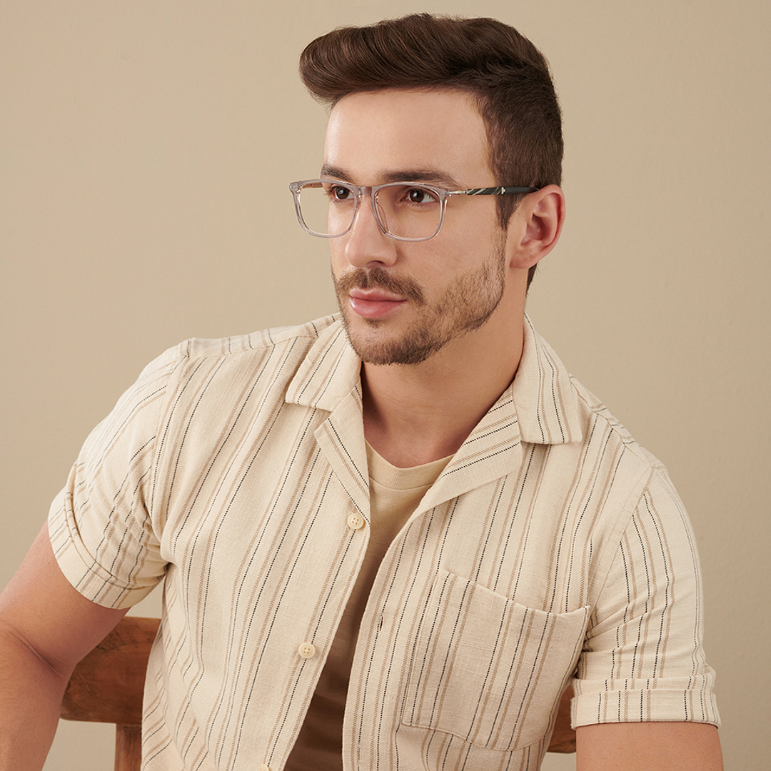 John Jacobs Brown Transparent Full Rim Square right side