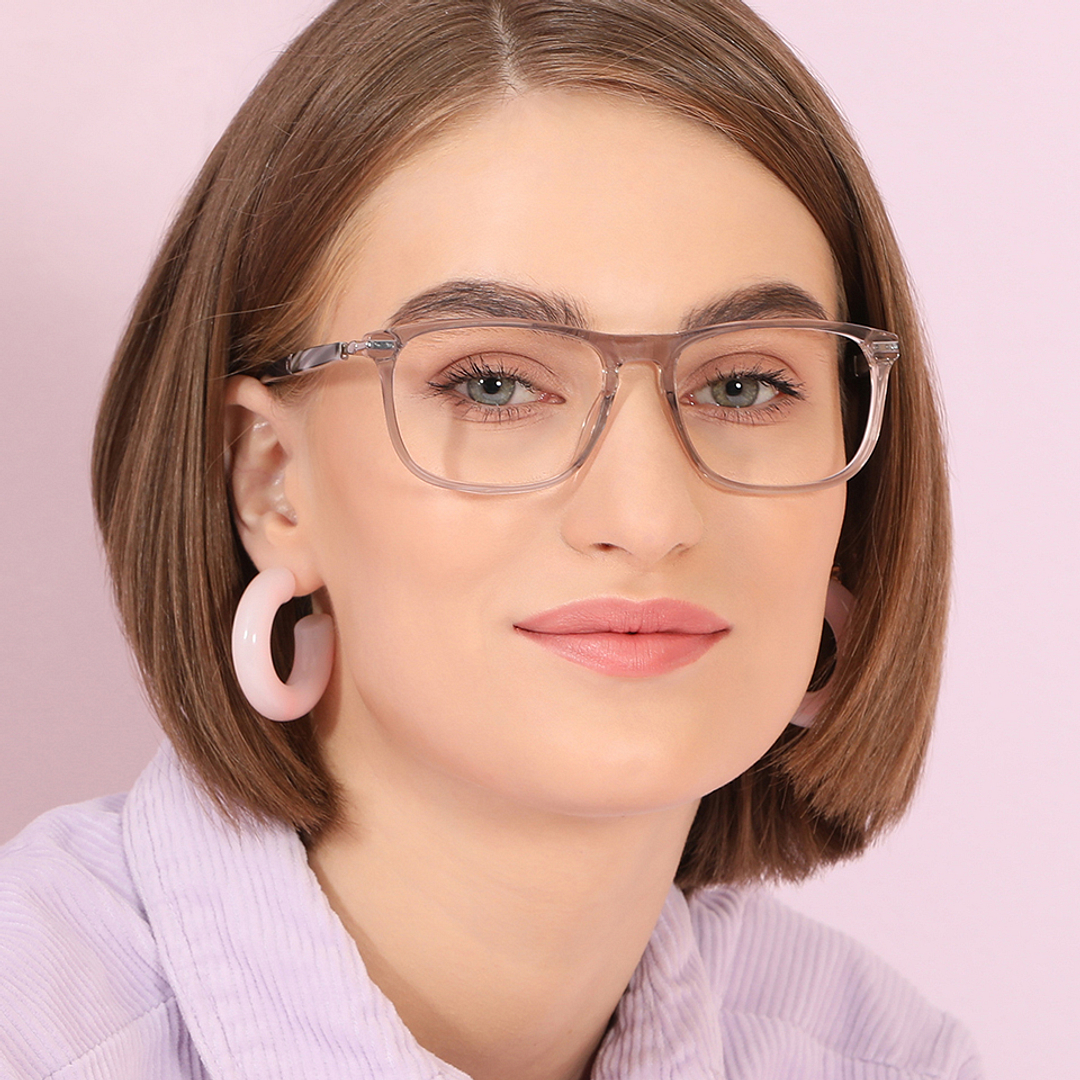 John Jacobs Brown Transparent Full Rim Square right side