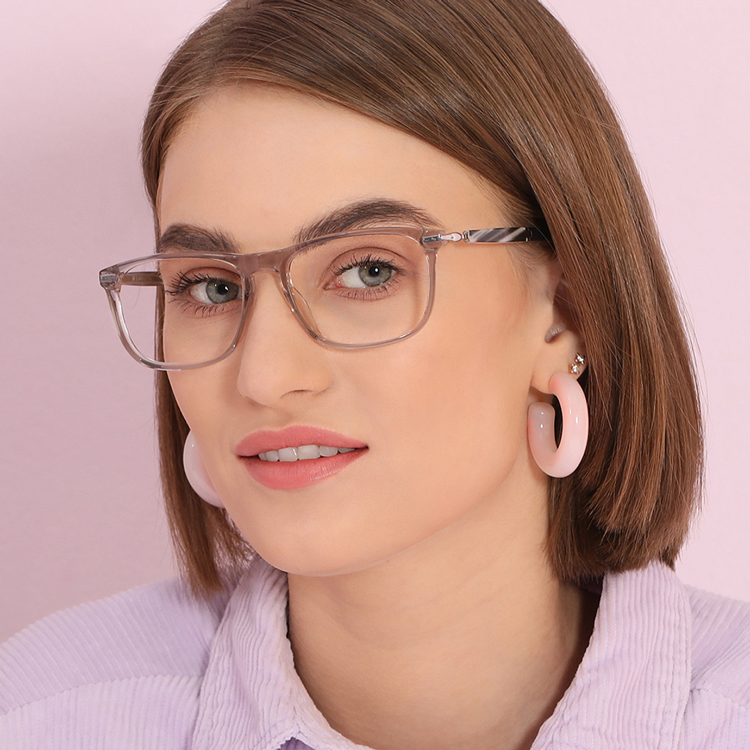 John Jacobs Brown Transparent Full Rim Square left side