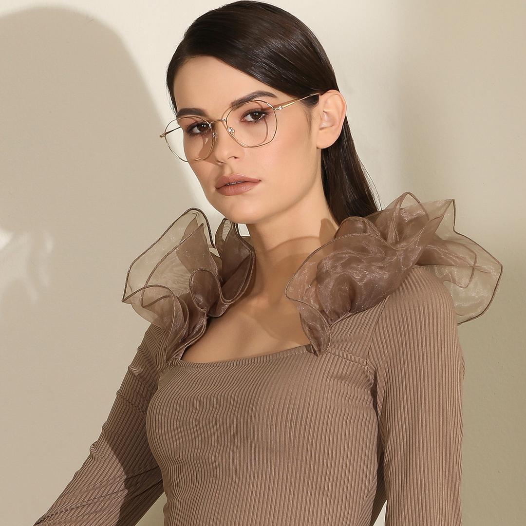 John Jacobs Online Gold Full Rim Geometric left side