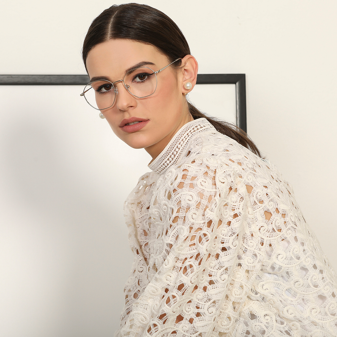 John Jacobs Online Gunmetal Full Rim Geometric left side