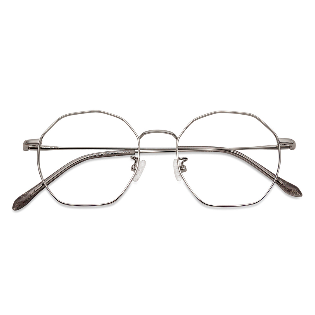 John Jacobs Online Silver Full Rim Hexagonal left side