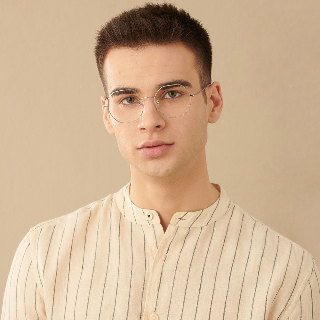 John Jacobs Online Silver Full Rim Geometric left side