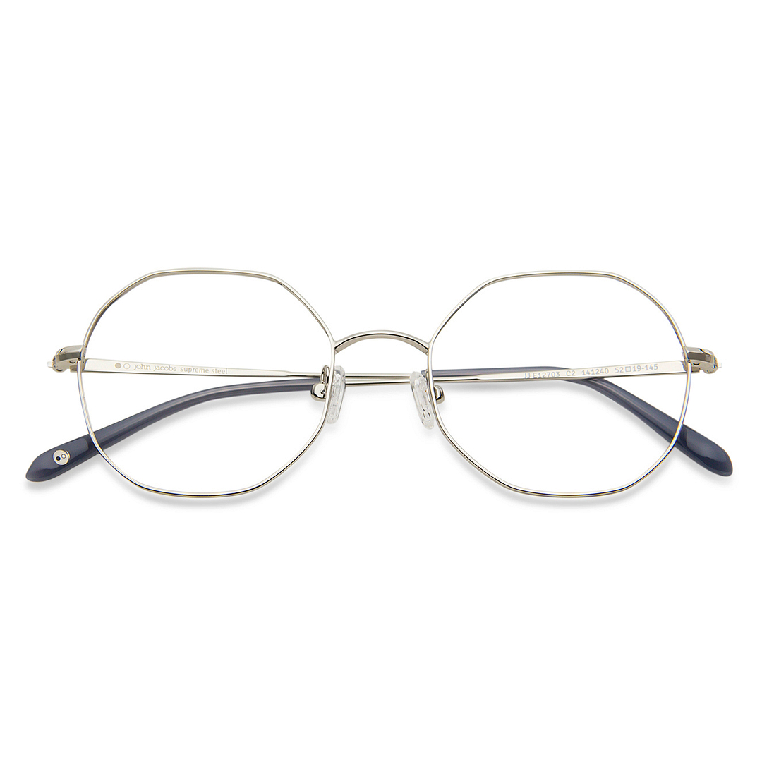John Jacobs Online Silver Full Rim Geometric left side