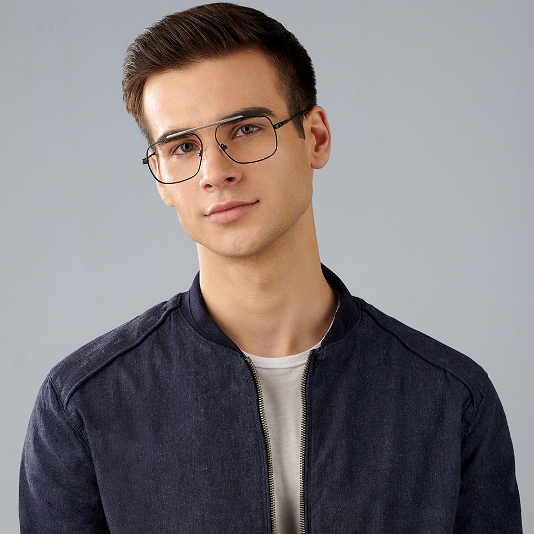 John Jacobs Online Dark Gunmetal Full Rim Square left side