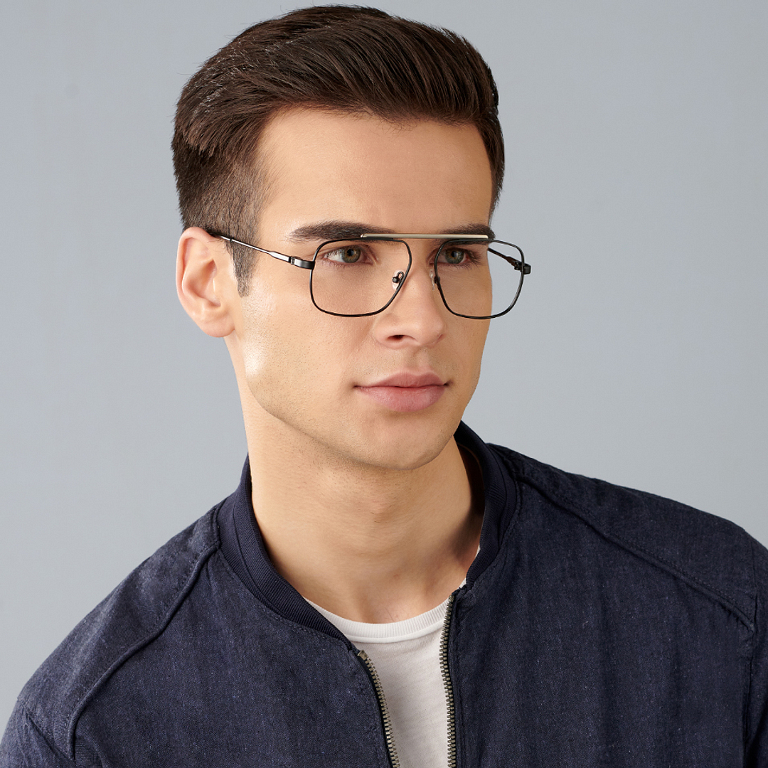 John Jacobs Online Dark Gunmetal Full Rim Square right side