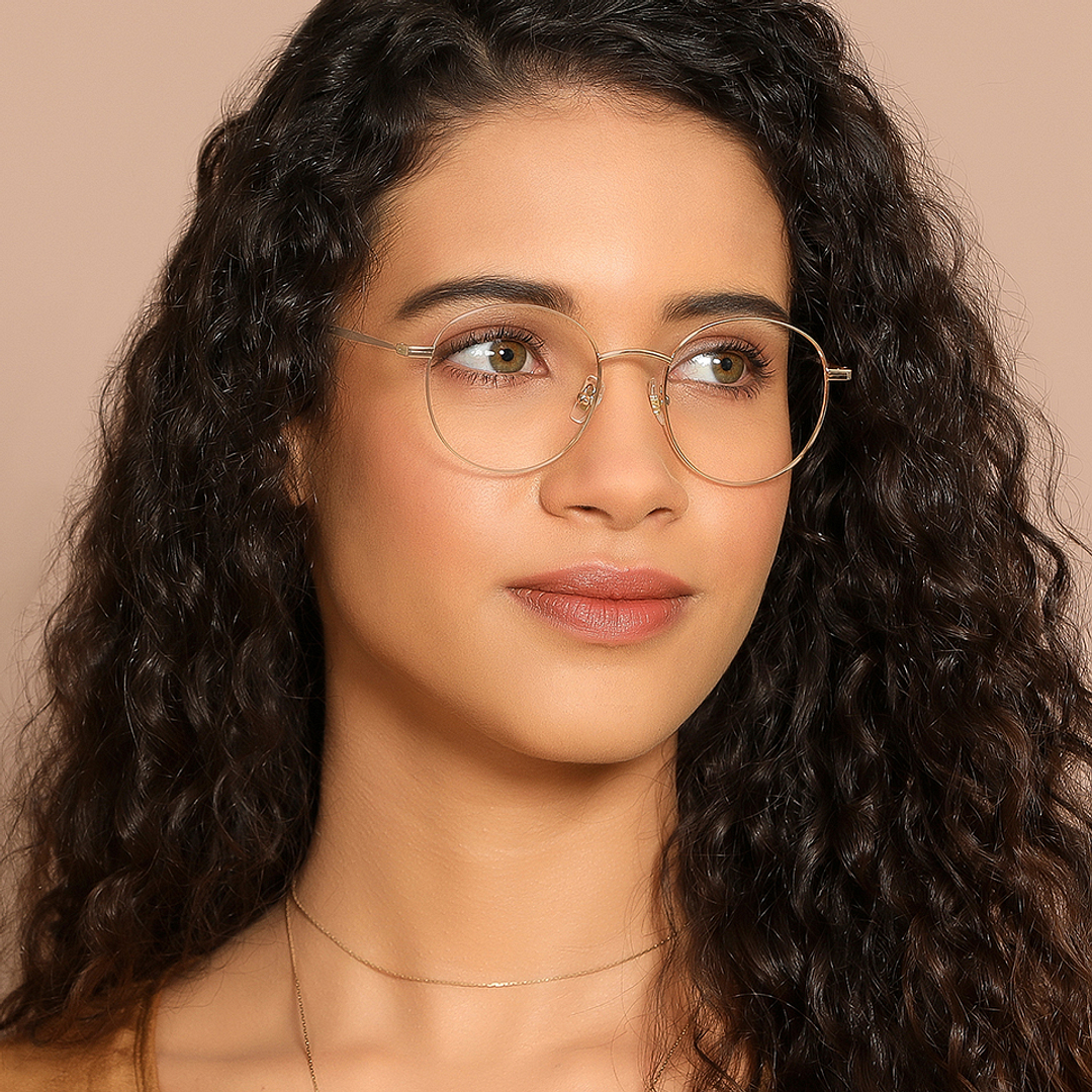 John Jacobs Online Gold Full Rim Round left side