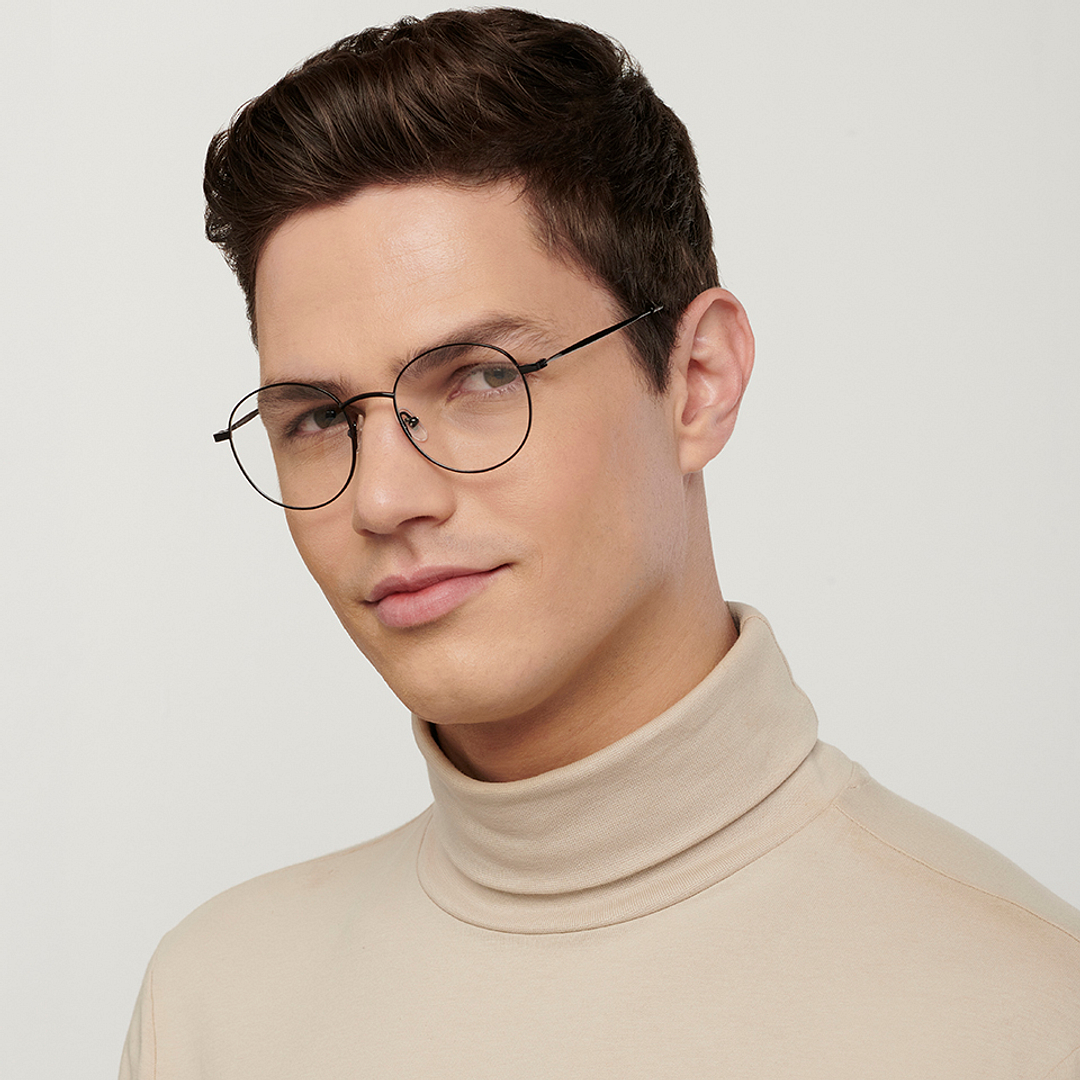 John Jacobs Black Full Rim Round left side