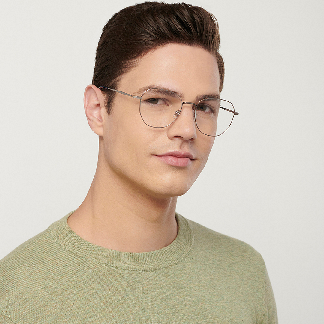 John Jacobs Online Gunmetal Full Rim Geometric left side