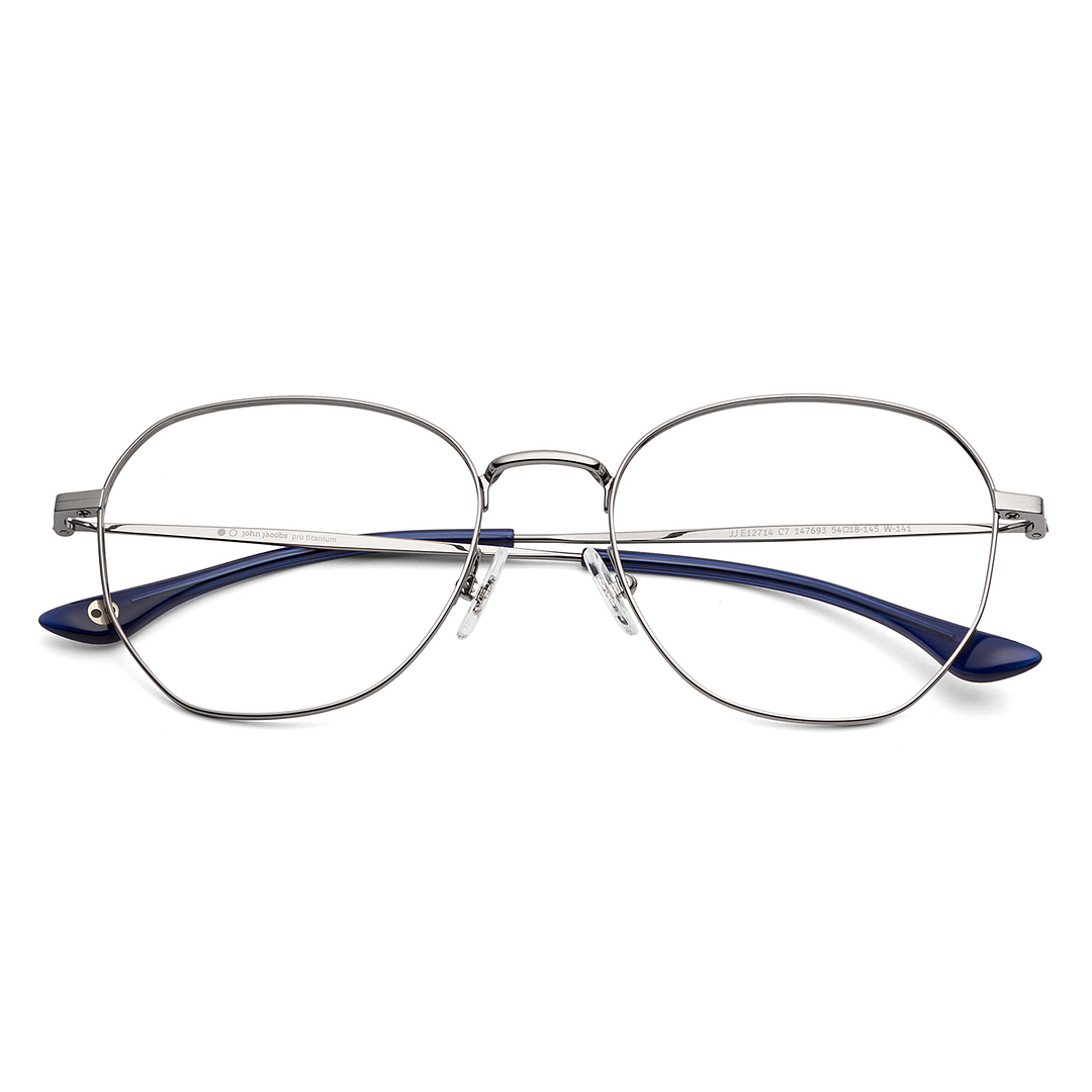 John Jacobs Online Gunmetal Full Rim Geometric left side
