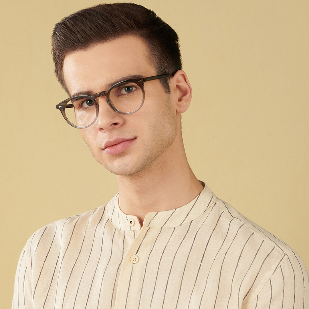John Jacobs Brown Transparent Full Rim Round left side