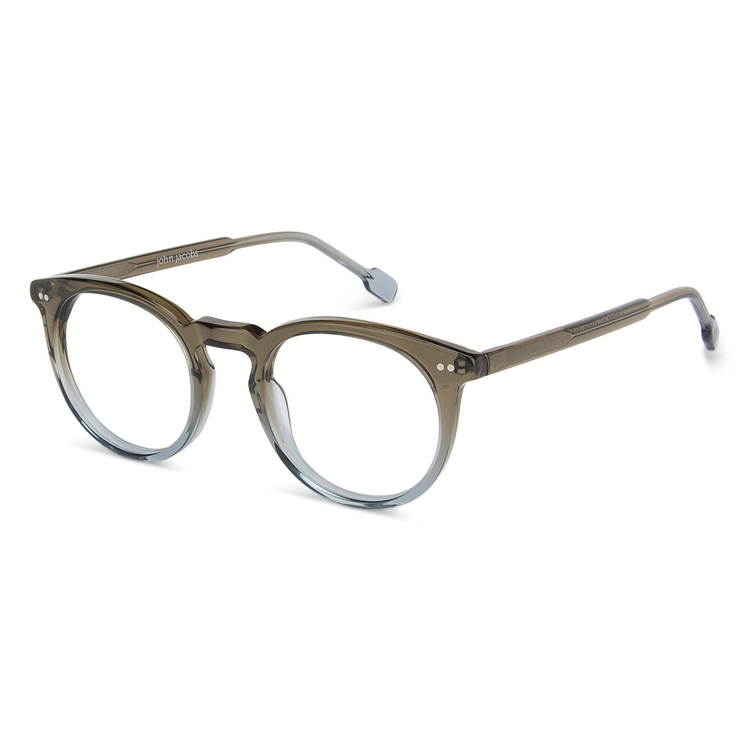 John Jacobs Brown Transparent Full Rim Round left side