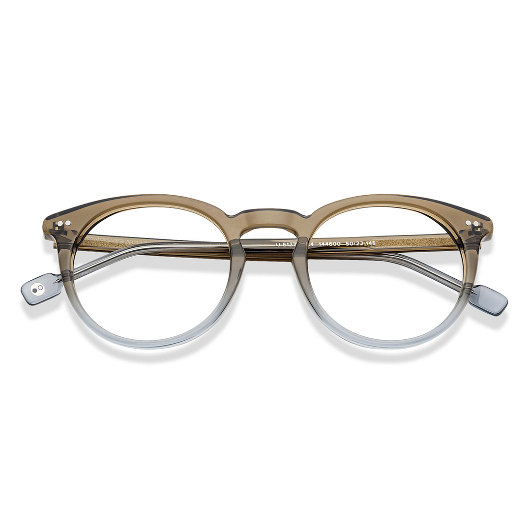 John Jacobs Brown Transparent Full Rim Round left side