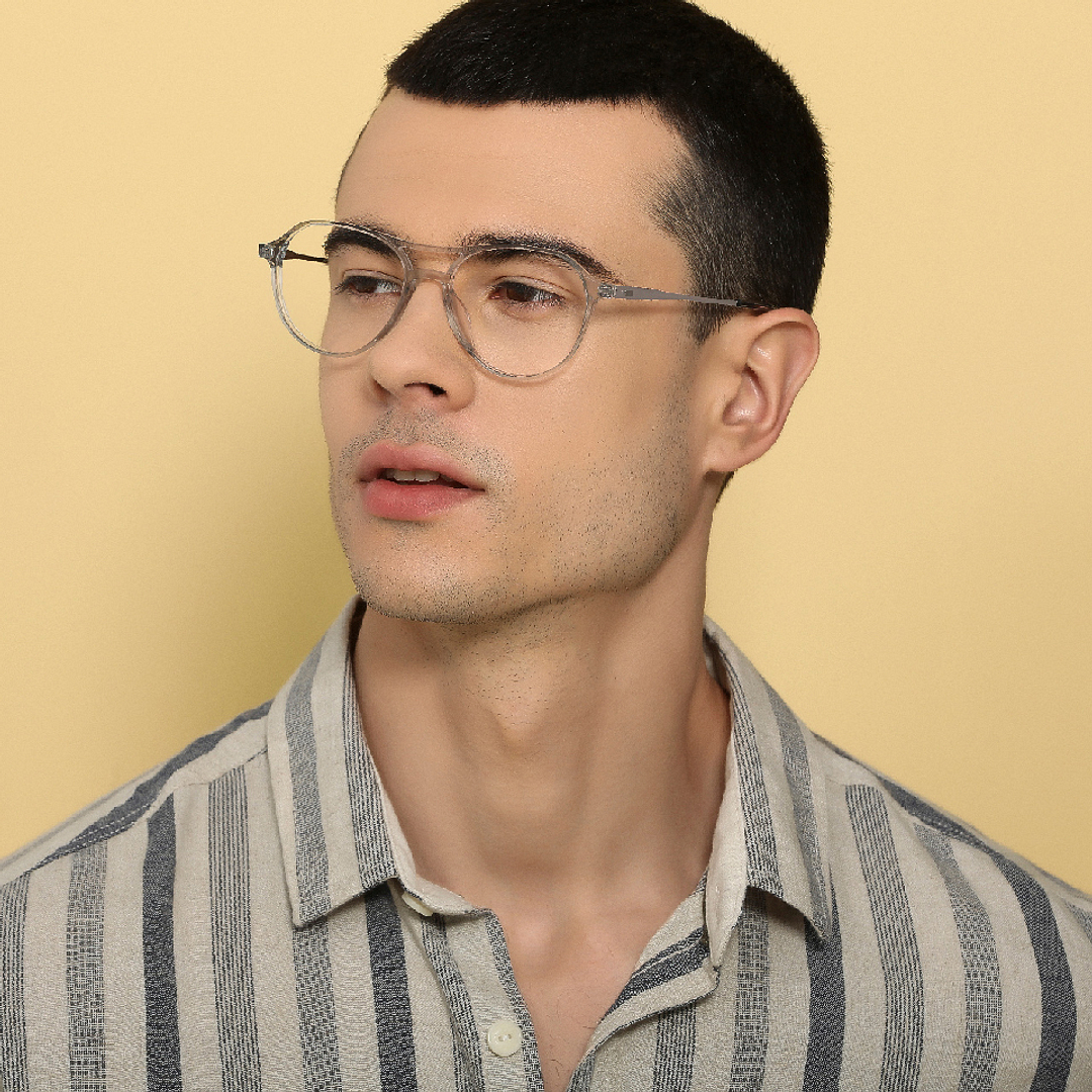 John Jacobs Crystal Transparent Full Rim Aviator left side