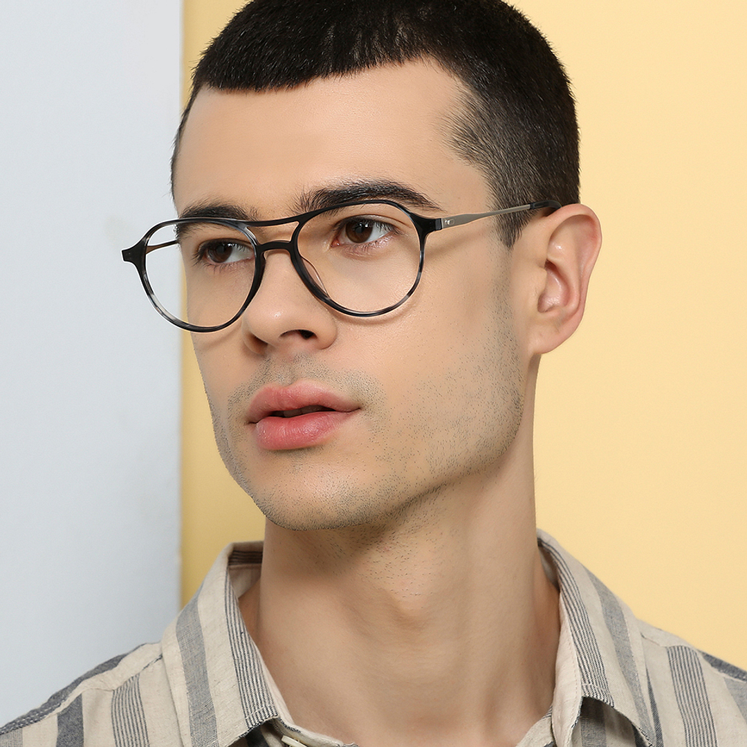 John Jacobs Sky Blue Full Rim Aviator left side