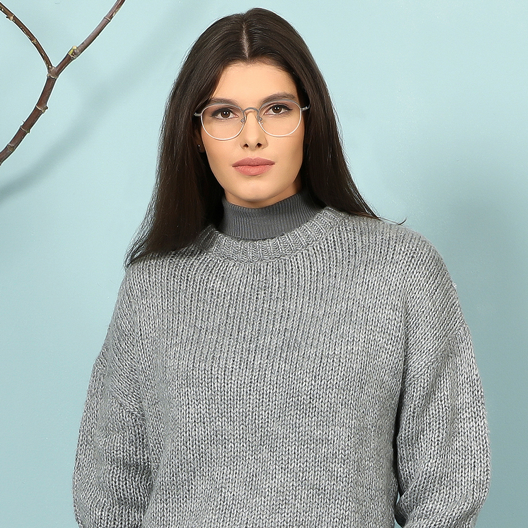 John Jacobs Online Gray Half Rim Round left side