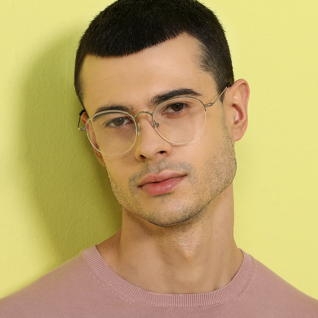 John Jacobs Online Gray Half Rim Round left side