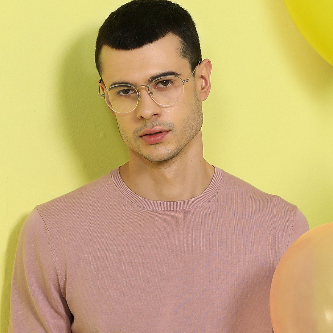 John Jacobs Online Gray Half Rim Round left side