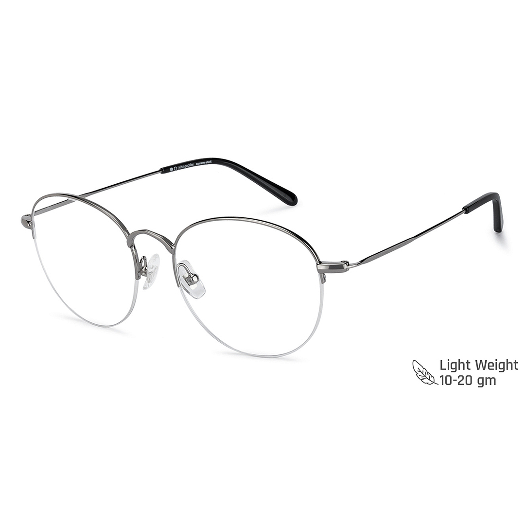 John Jacobs Online Gray Half Rim Round left side