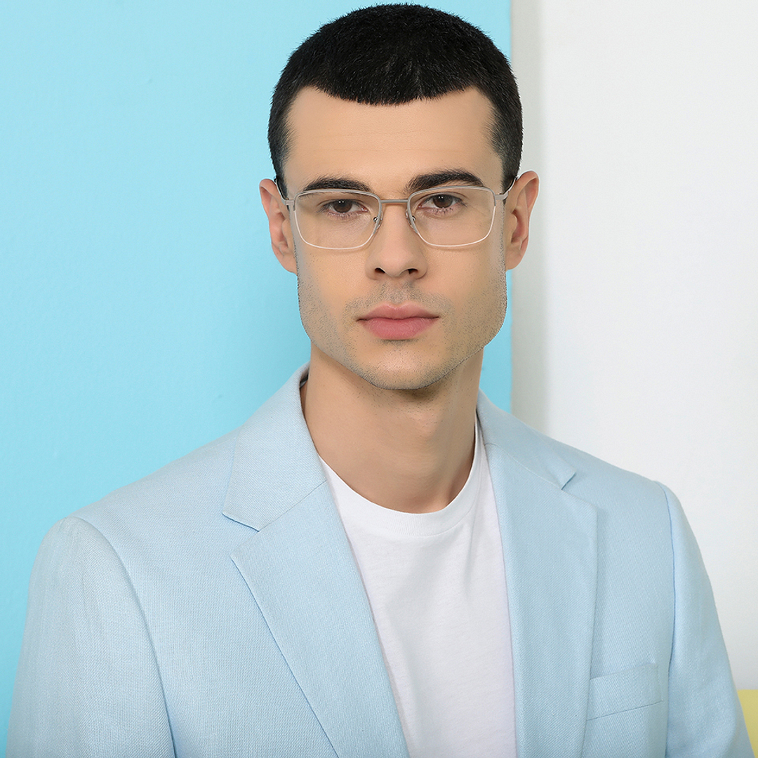 John Jacobs Online Silver Half Rim Square left side