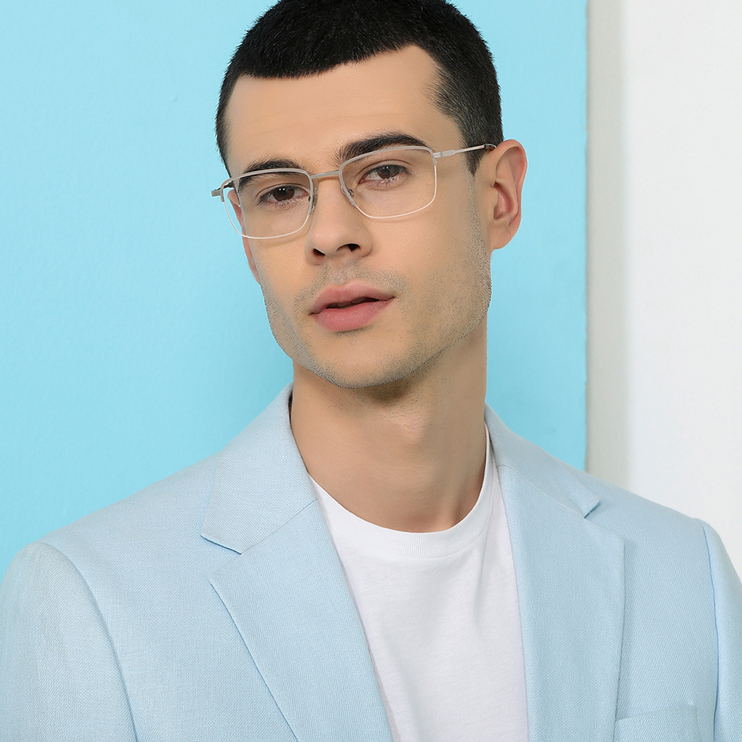 John Jacobs Online Silver Half Rim Square right side