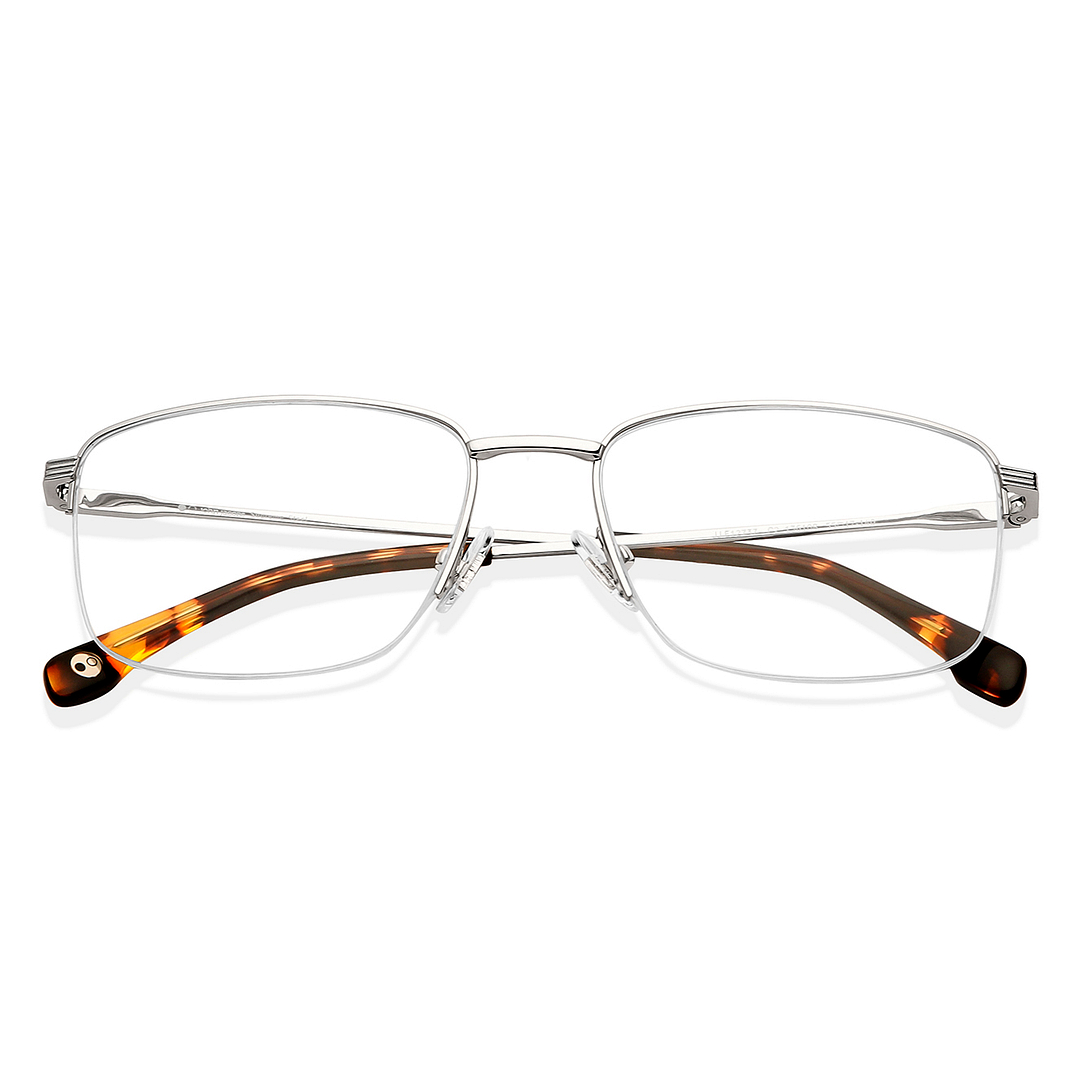 John Jacobs Online Silver Half Rim Square left side