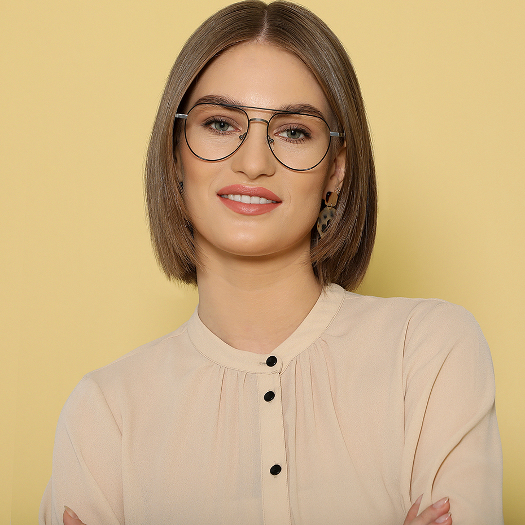 John Jacobs Dark Gray Full Rim Aviator left side