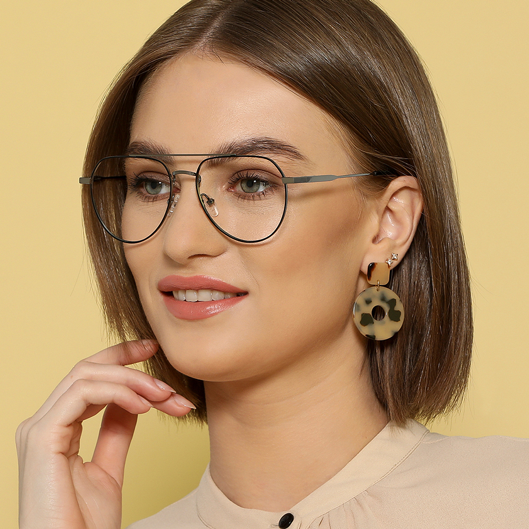 John Jacobs Dark Gray Full Rim Aviator left side