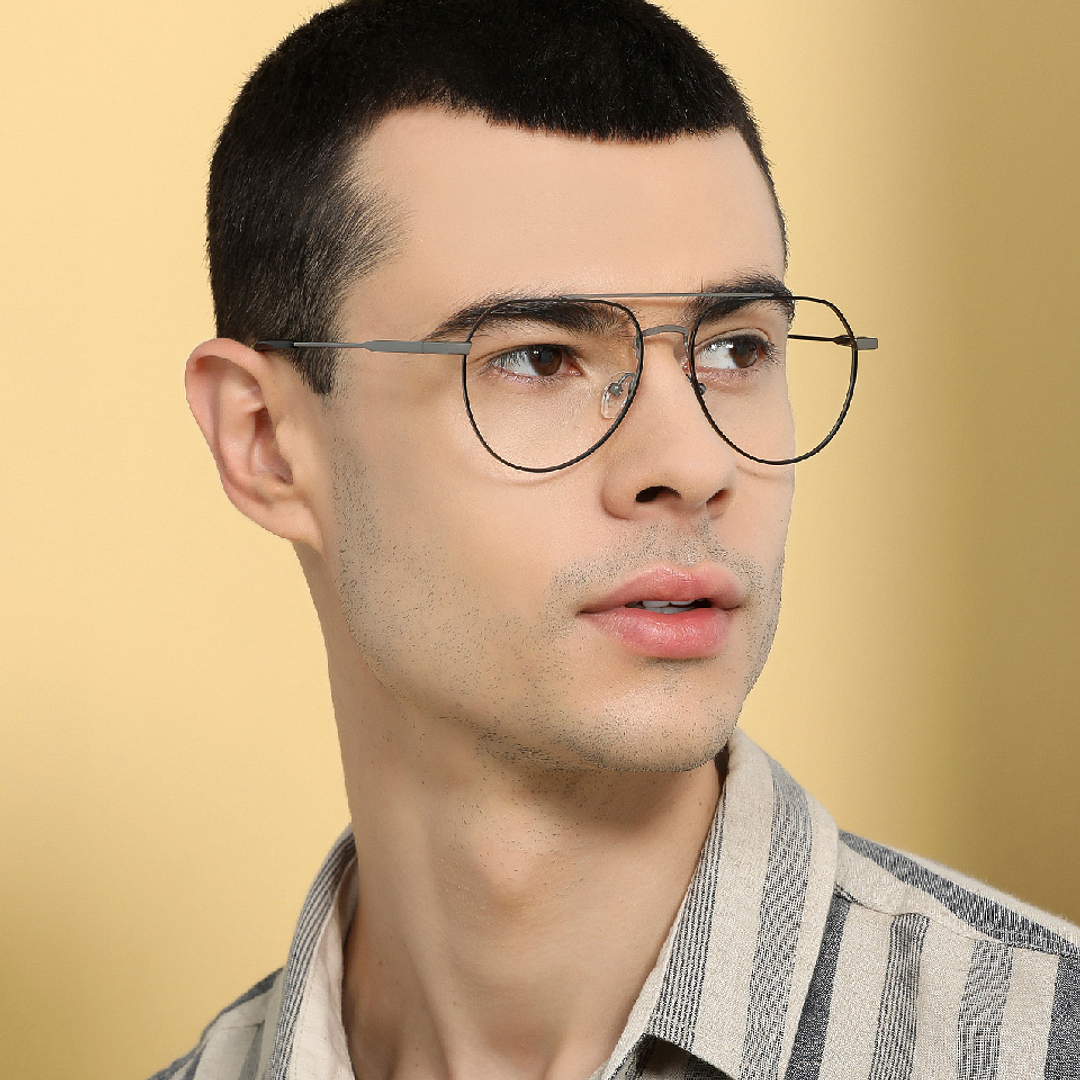 John Jacobs Dark Gray Full Rim Aviator left side