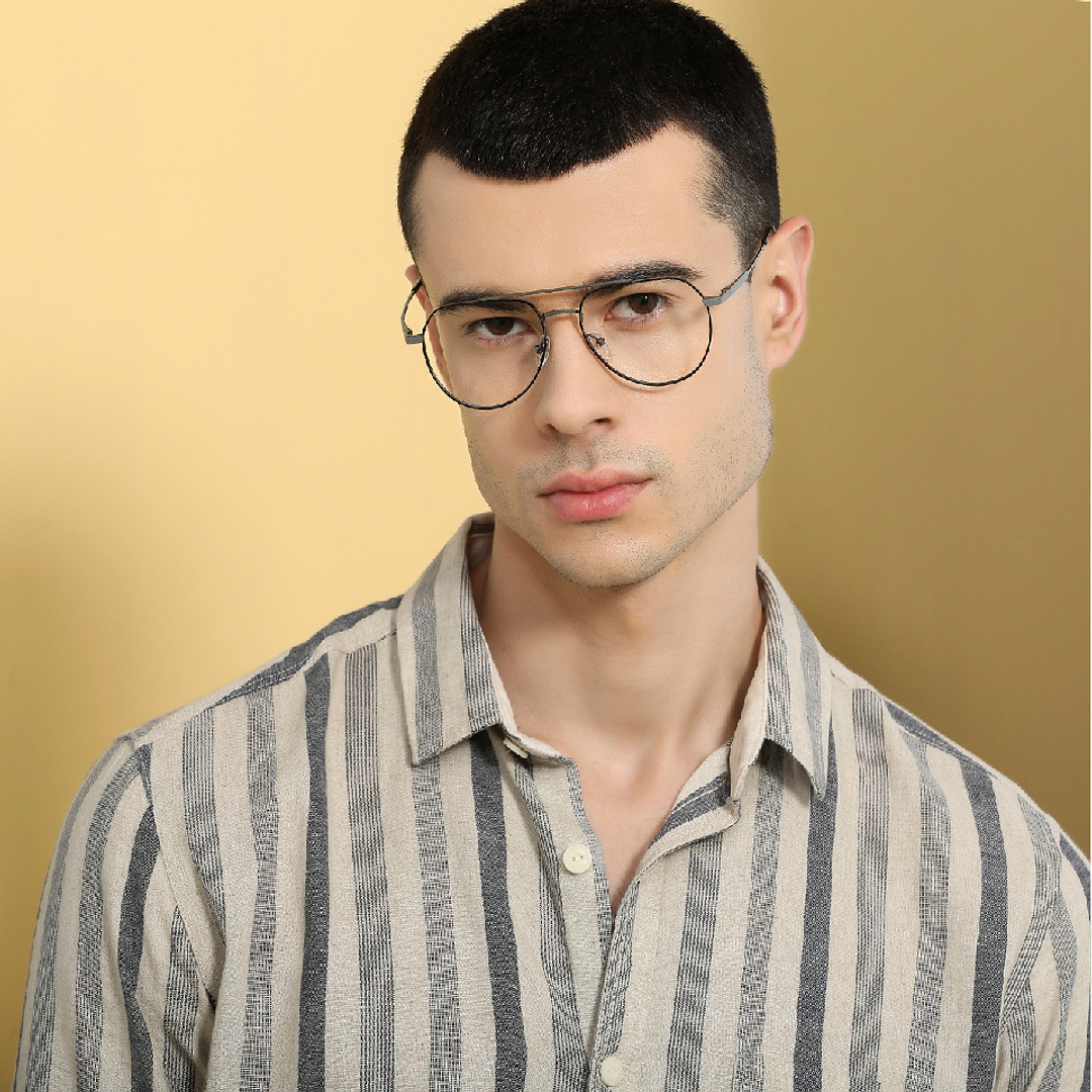 John Jacobs Dark Gray Full Rim Aviator left side