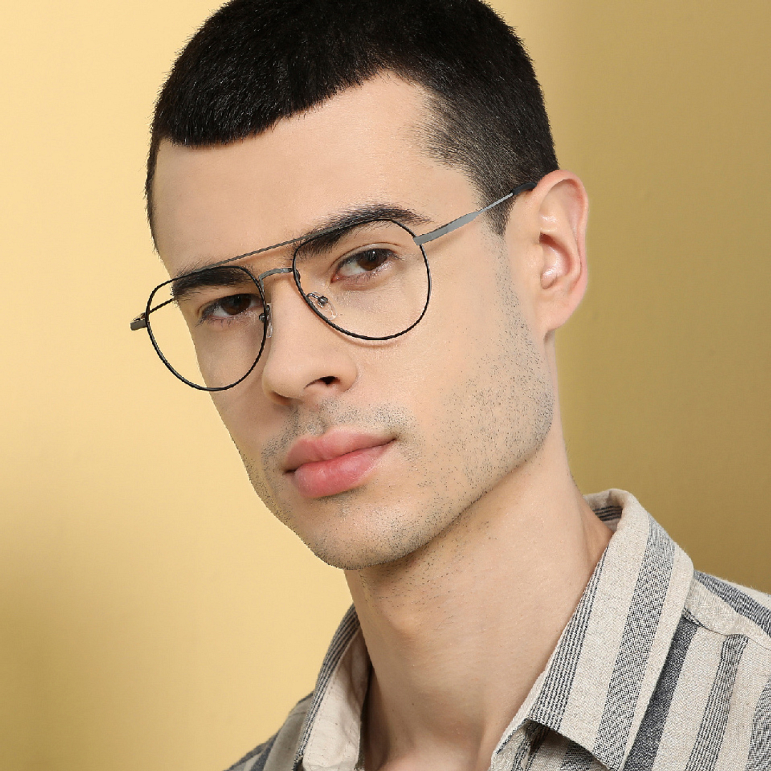 John Jacobs Dark Gray Full Rim Aviator right side