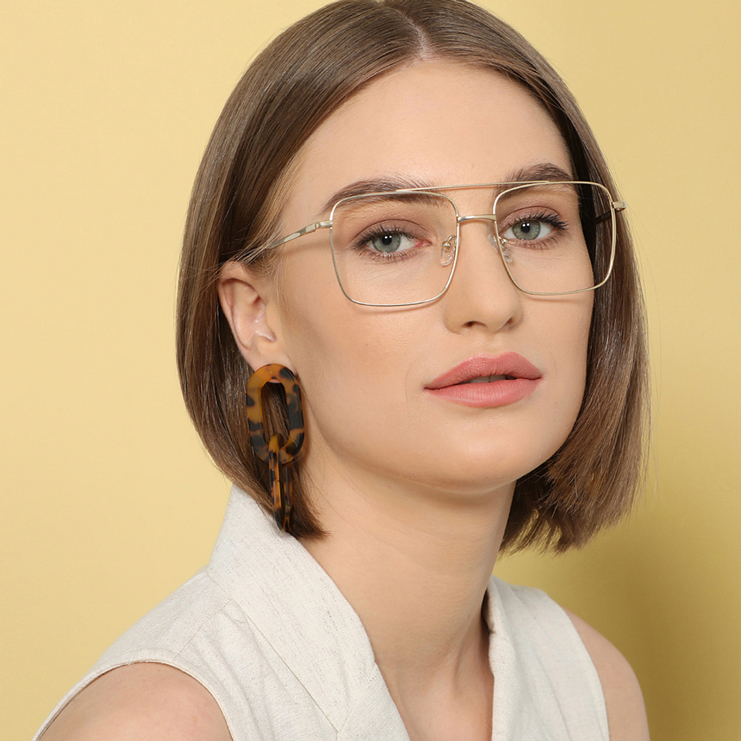 John Jacobs Gold Full Rim Square left side